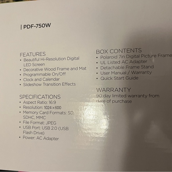 NEW in box-Polaroid 7 inch digital picture with wood frame - Picture 3 of 5